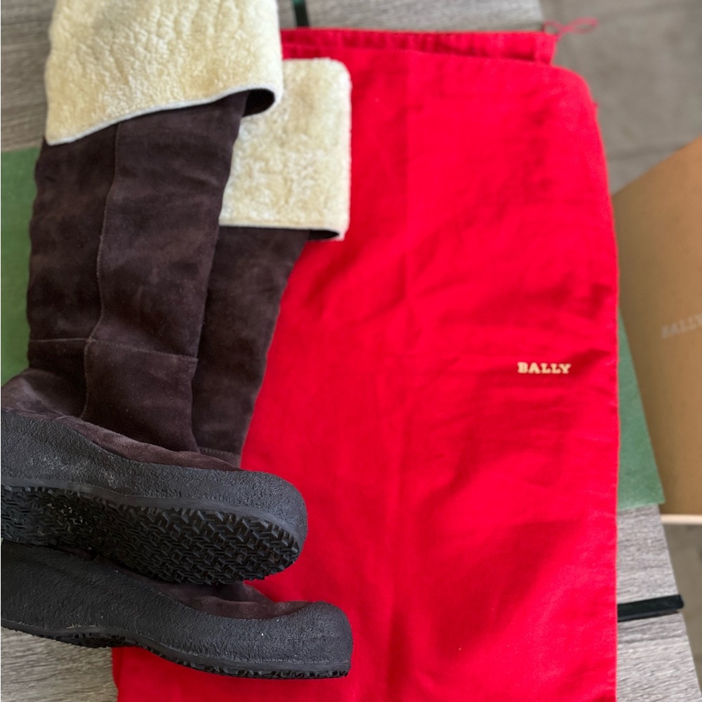 Bally boots. Suede fur lined. Size 8.